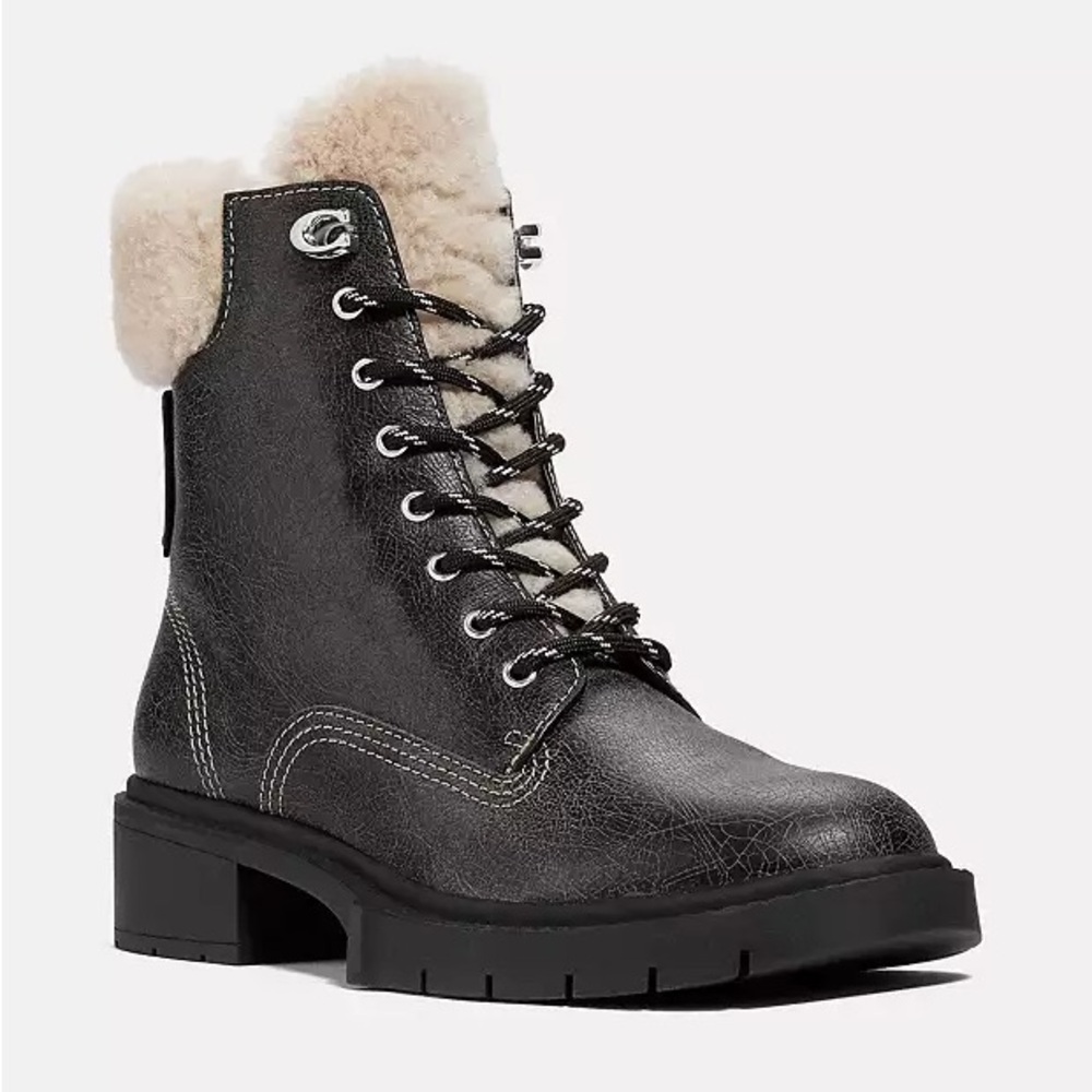Coach Lorimor Leather Boots with Fur
